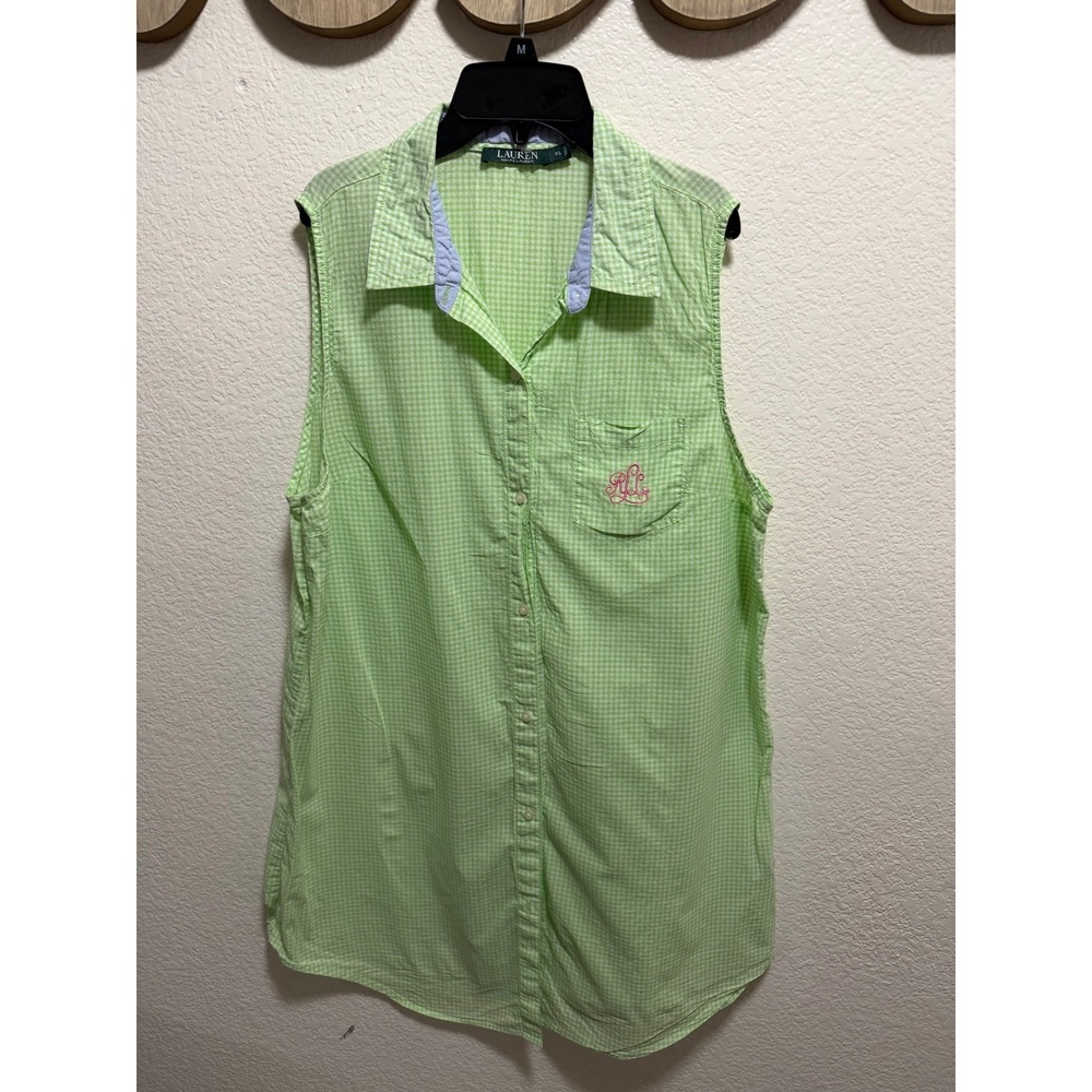 Ralph Lauren Lauren Green Blouse Sleeveless Size XL